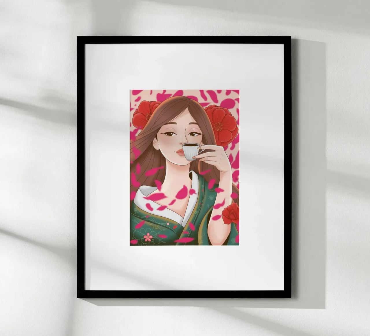Bellezza della contemplazione dei fiori poster con telaio in plastica da Nebula Verse