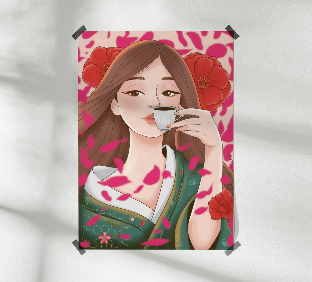 Bellezza della contemplazione dei fiori poster con telaio in plastica da Nebula Verse