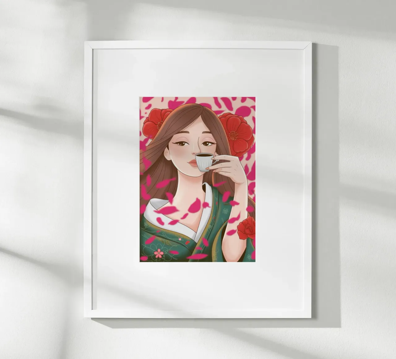 Bellezza della contemplazione dei fiori poster con telaio in plastica da Nebula Verse