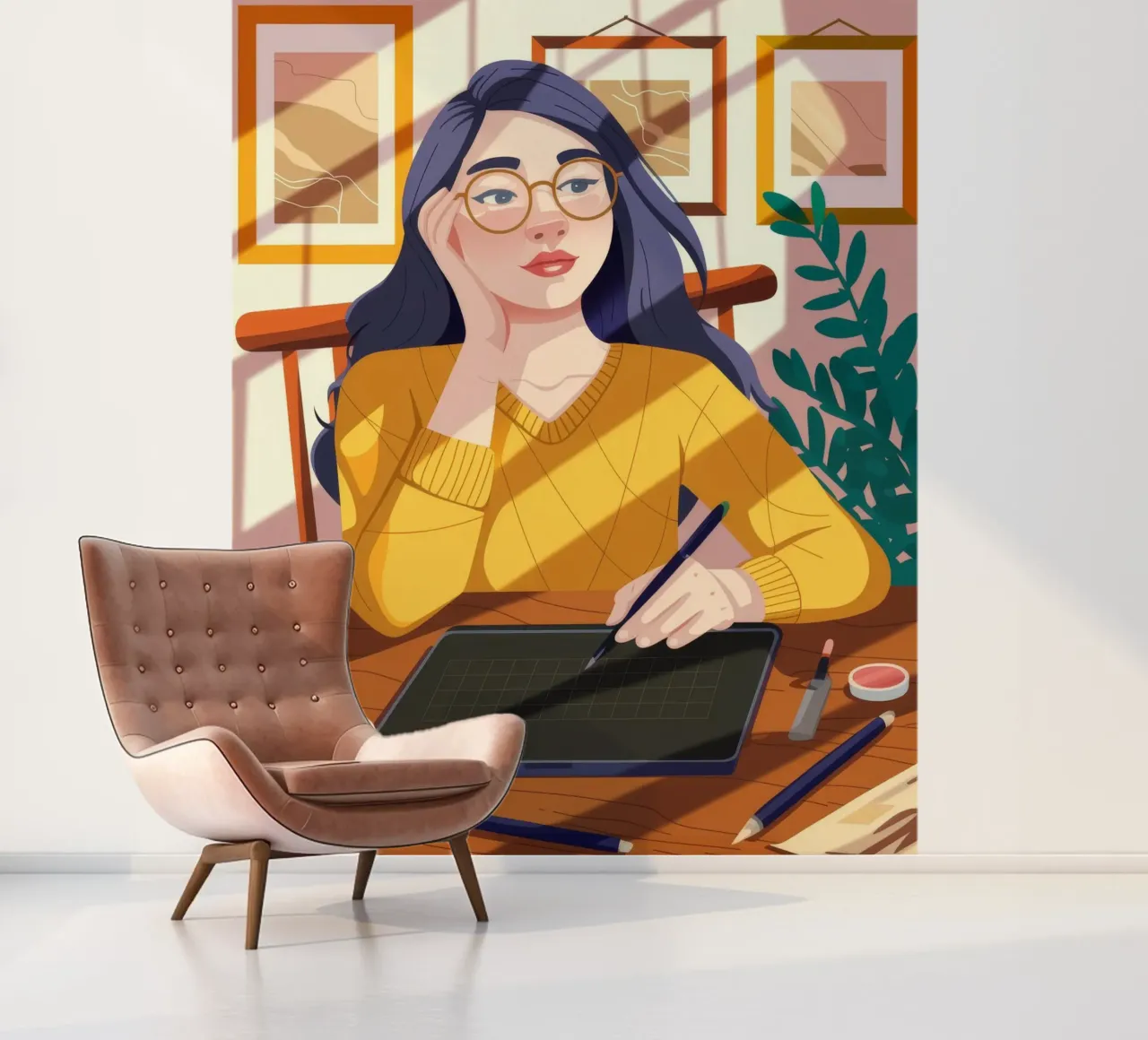 Creative Thoughtful Workspace photo wallpaper by Nebula Verse