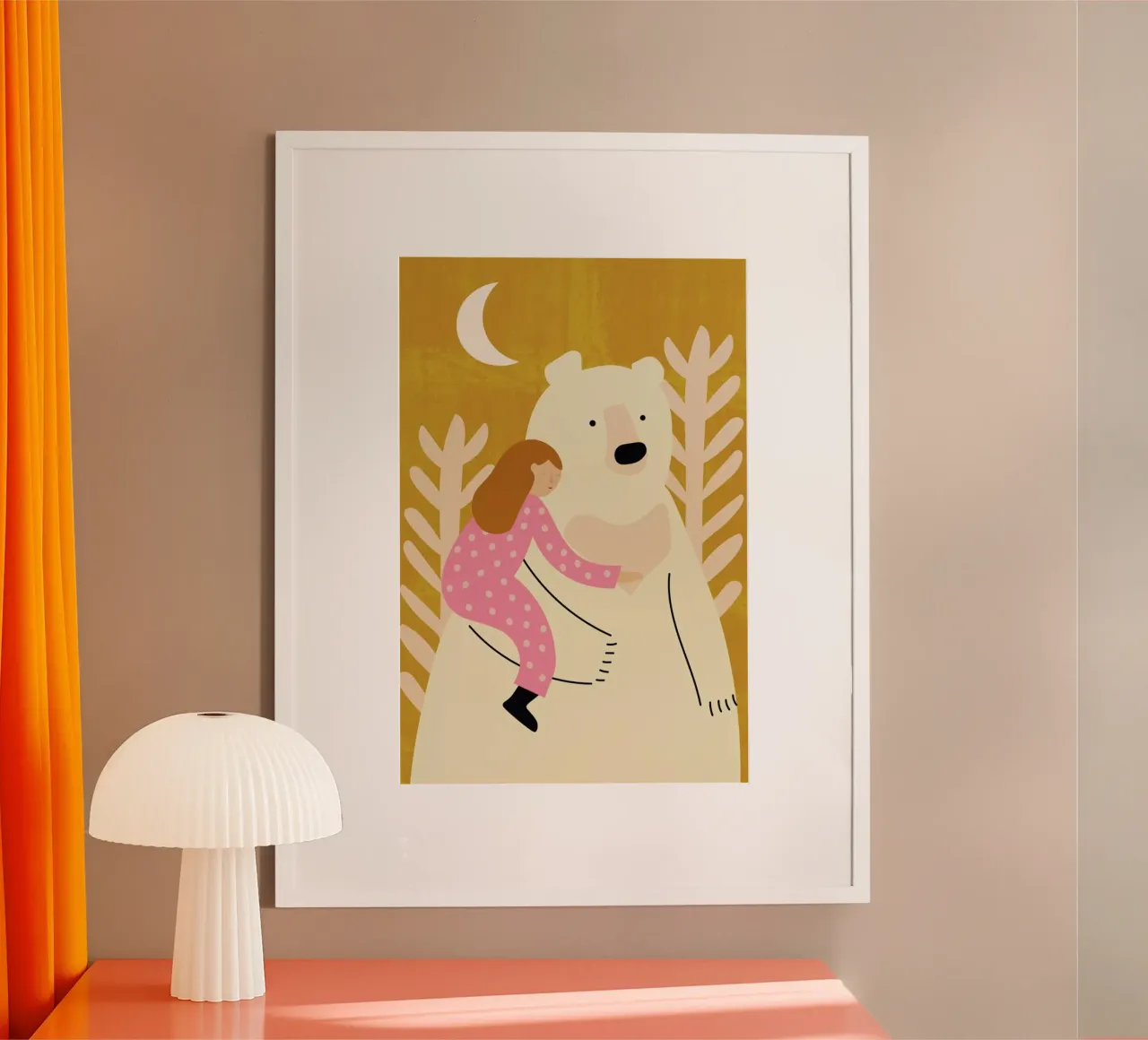 Bear Hug poster con telaio in legno da Little Flourishes