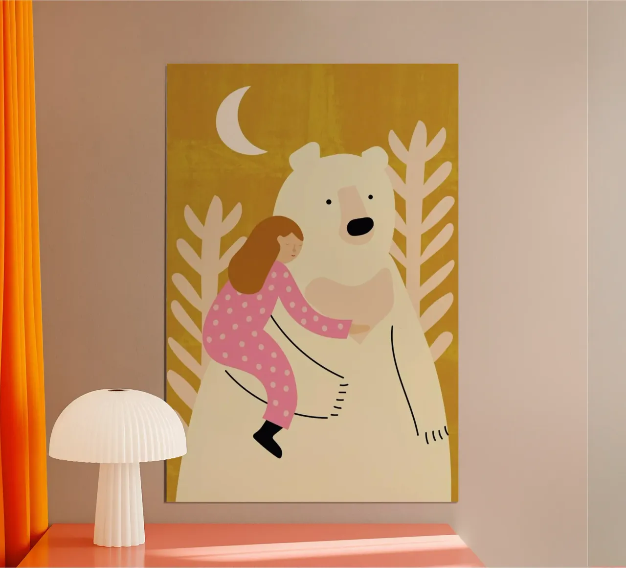 Bear Hug poster con telaio in legno da Little Flourishes