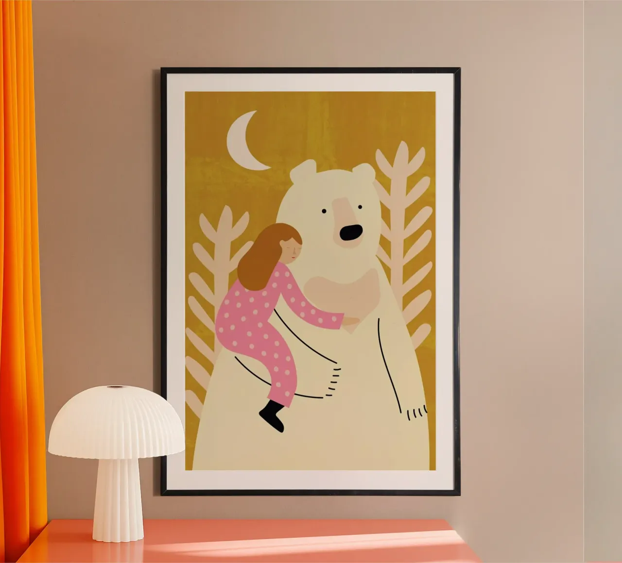 Bear Hug poster con telaio in legno da Little Flourishes
