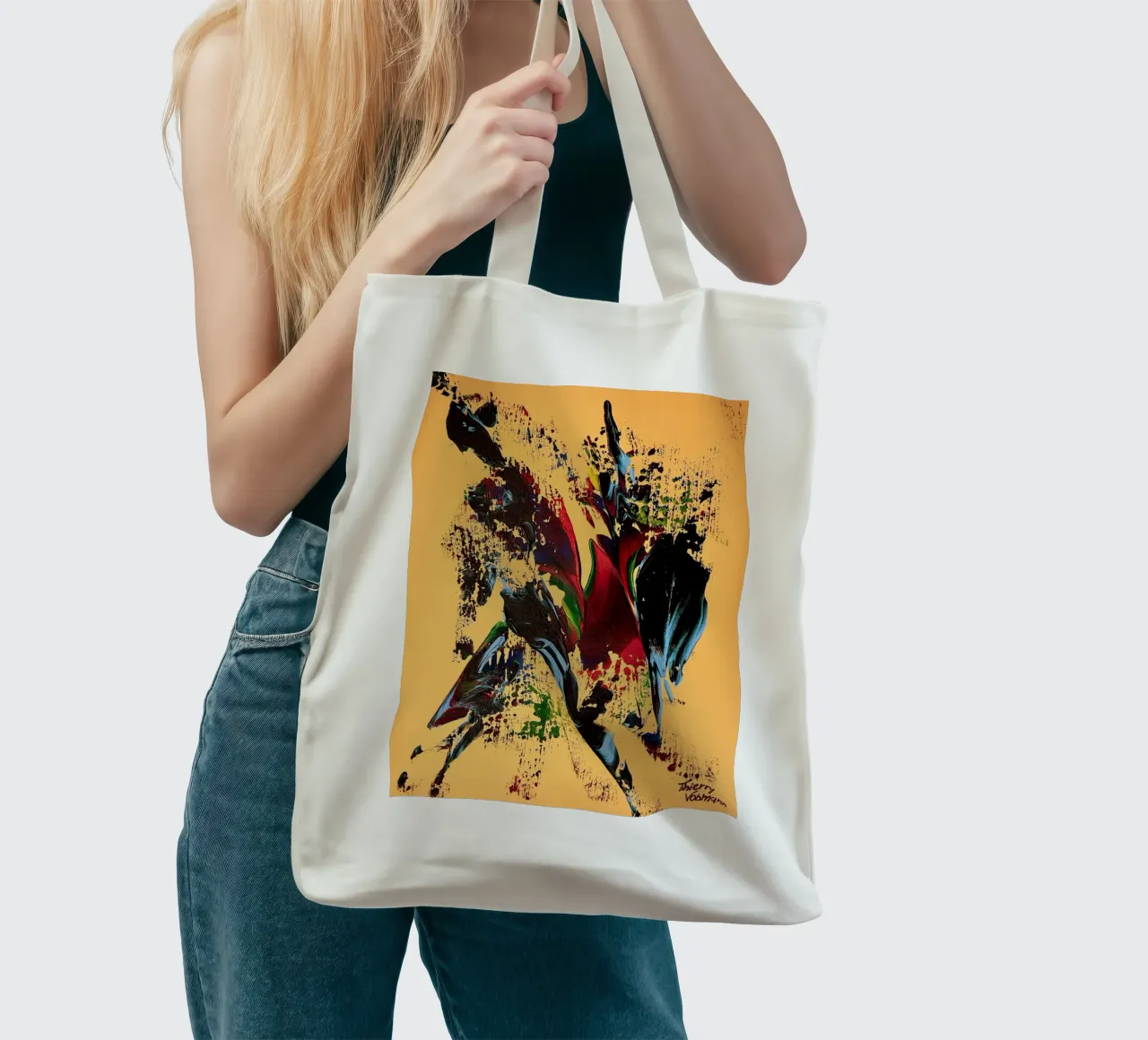 MESSAGE FROM THE HEART 6 borsa in juta da Thierry Vobmann Abstract painting