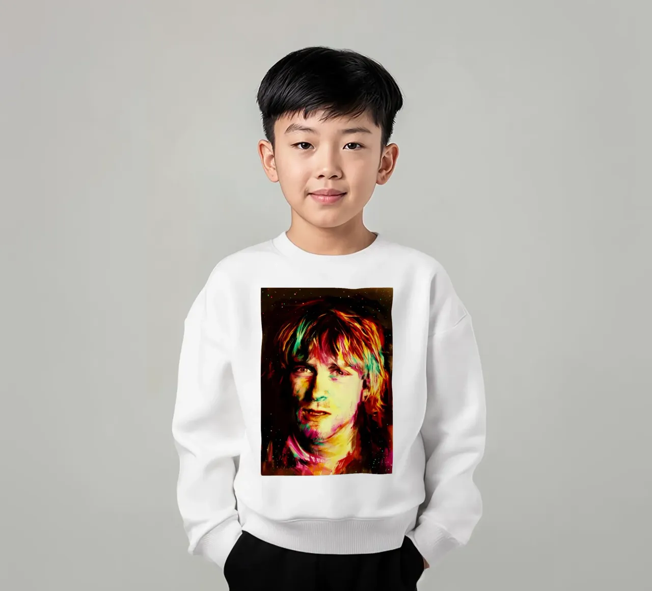 Kurt Cobain ritratto pop art colorato felpa bambino da Hantamrata