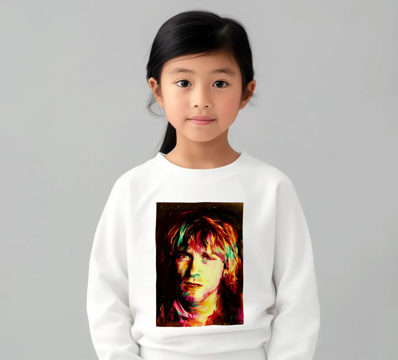 Kurt Cobain ritratto pop art colorato felpa bambino da Hantamrata