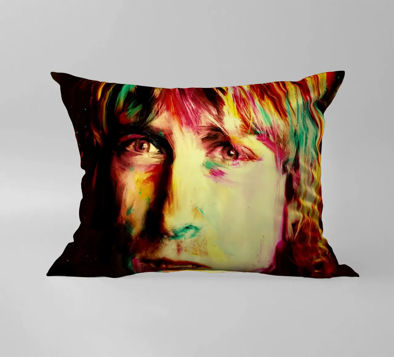 Kurt Cobain ritratto pop art colorato cuscino da Hantamrata