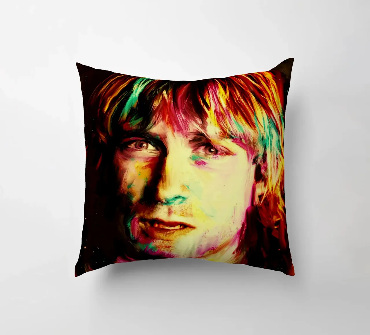 Kurt Cobain ritratto pop art colorato cuscino da Hantamrata