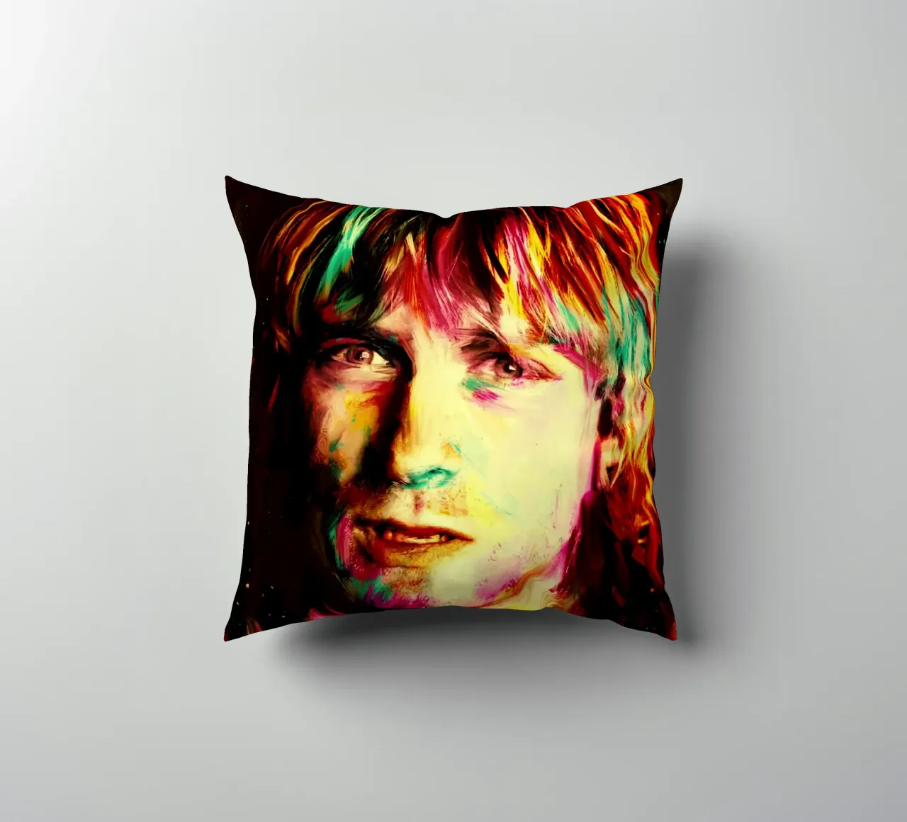 Kurt Cobain ritratto pop art colorato cuscino da Hantamrata