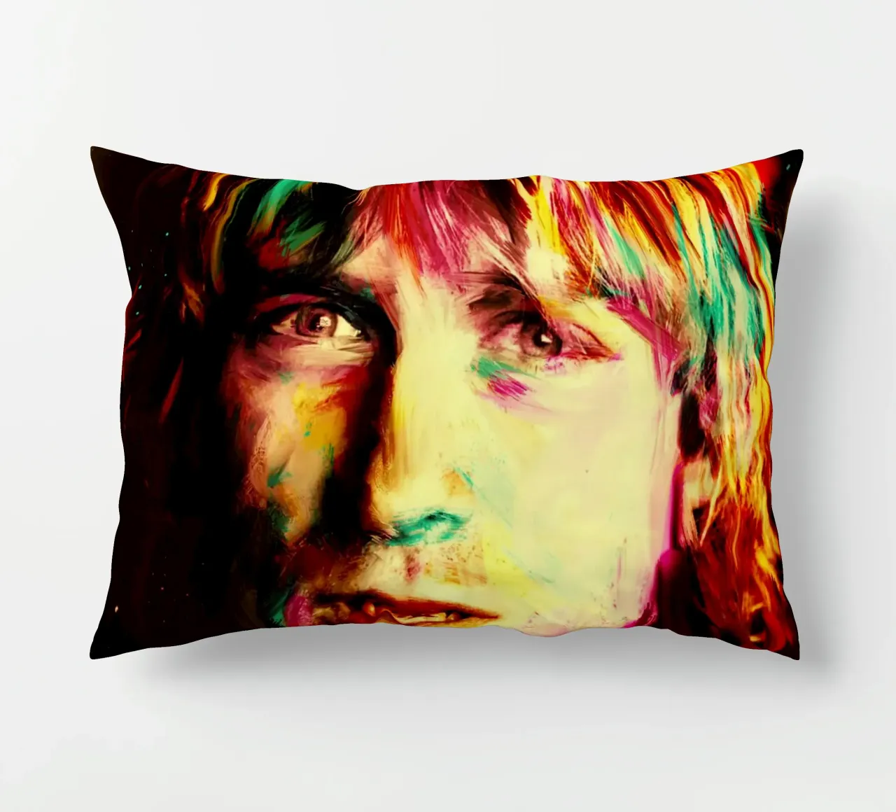 Kurt Cobain ritratto pop art colorato cuscino da Hantamrata