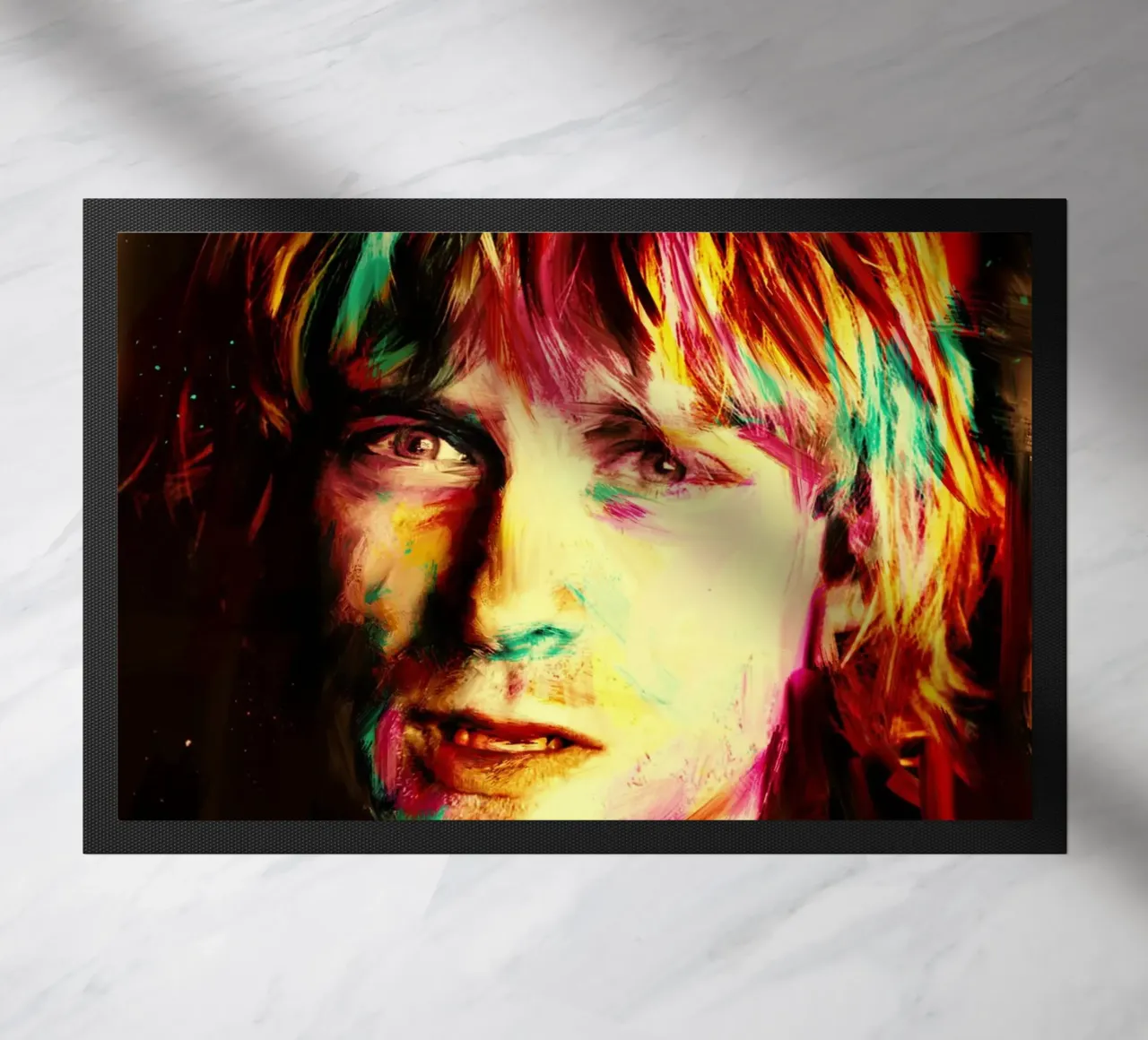 Kurt Cobain ritratto pop art colorato zerbino da Hantamrata