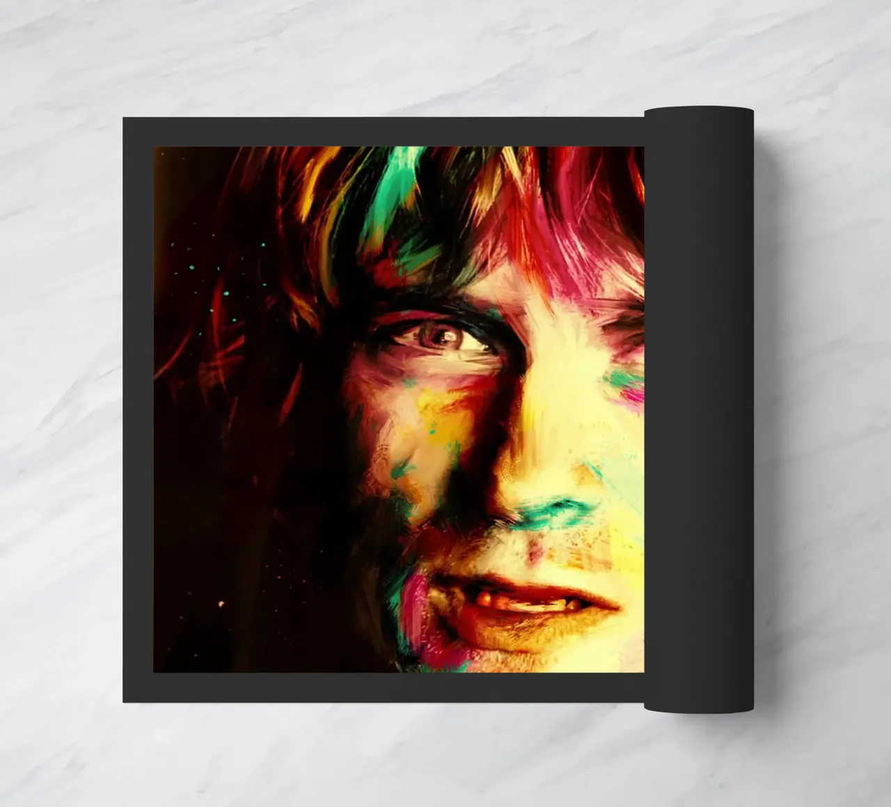 Kurt Cobain ritratto pop art colorato zerbino da Hantamrata