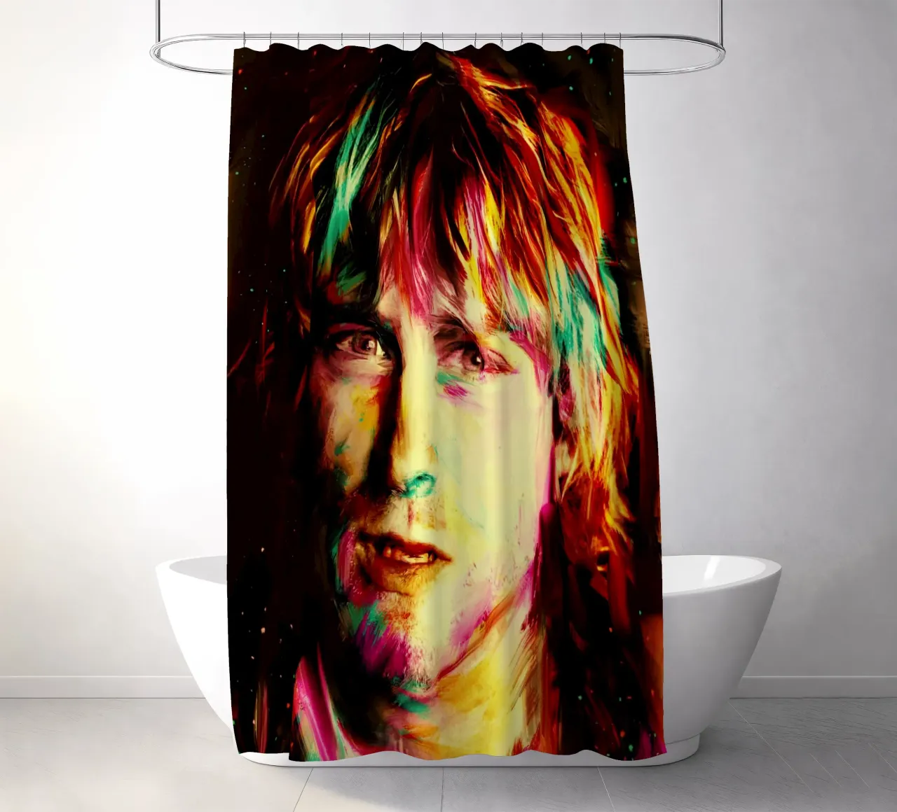 Kurt Cobain colorful pop art portrait shower curtain by Hantamrata