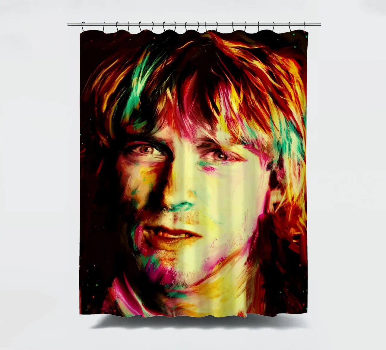 Kurt Cobain colorful pop art portrait shower curtain by Hantamrata