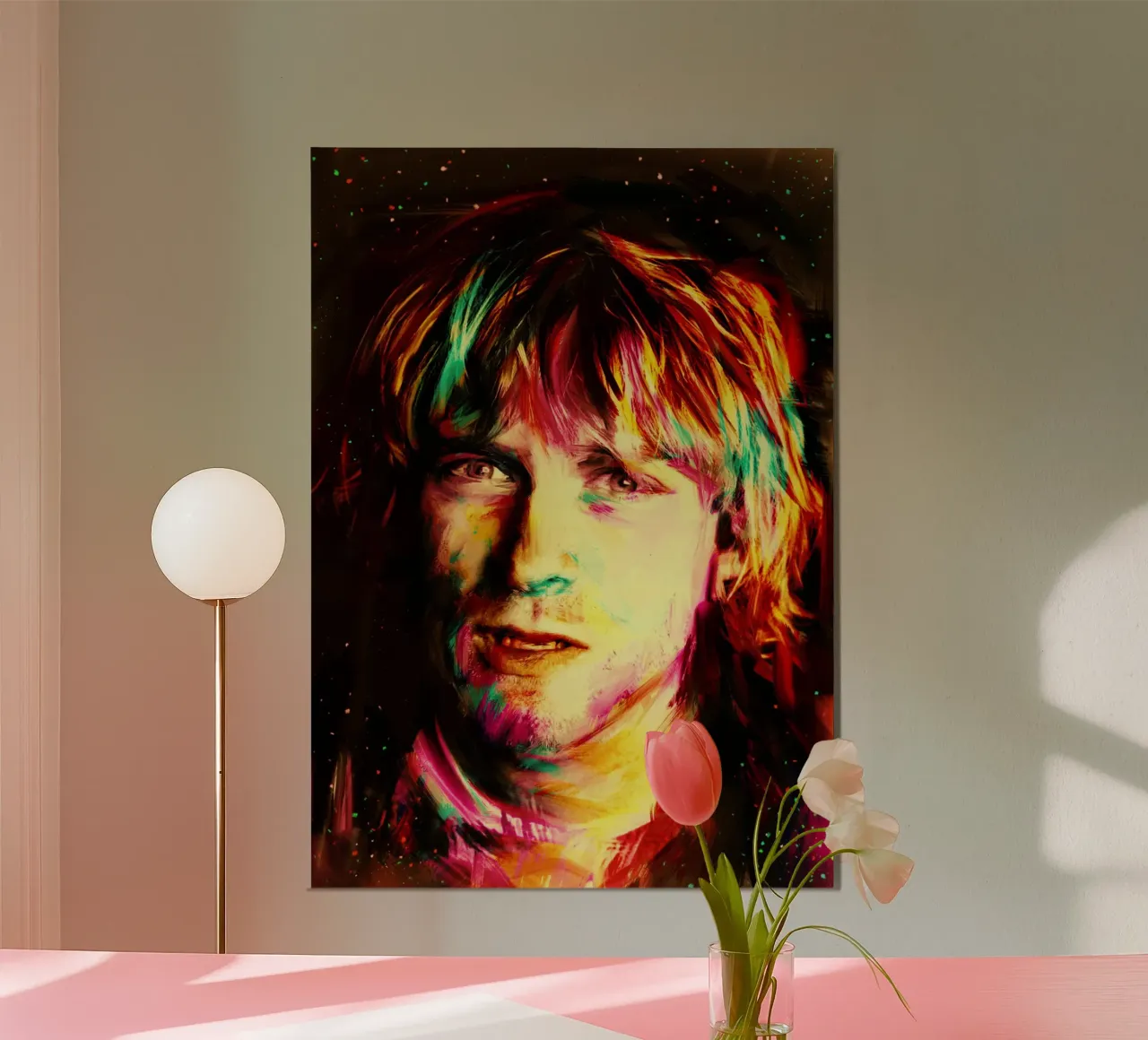 Kurt Cobain ritratto pop art colorato alluminio dibond da Hantamrata