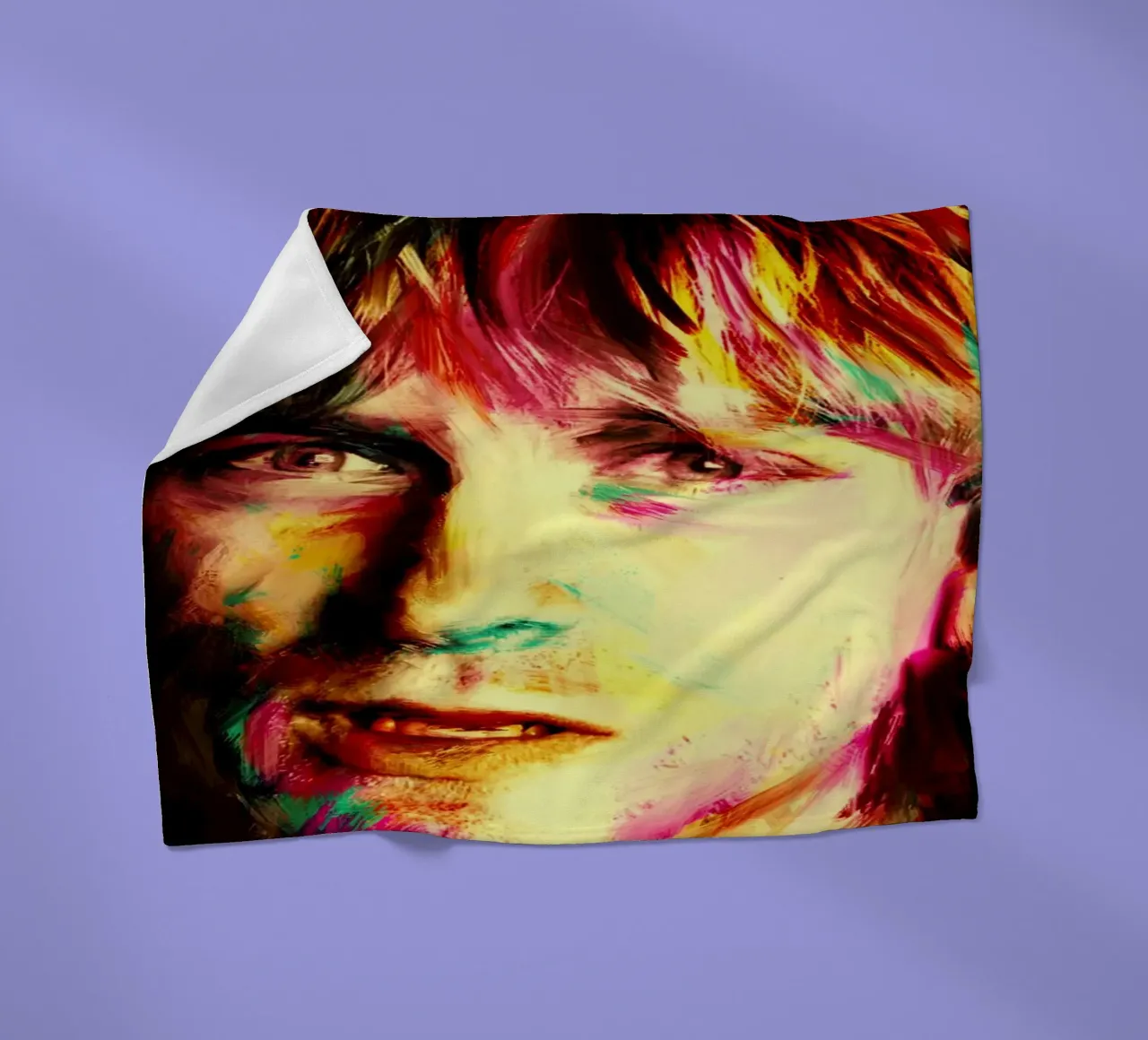 Kurt Cobain ritratto pop art colorato coperta in pile da Hantamrata