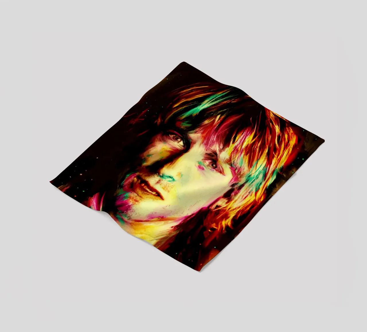 Kurt Cobain ritratto pop art colorato coperta in pile da Hantamrata