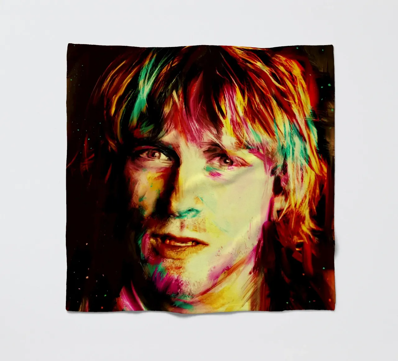 Kurt Cobain ritratto pop art colorato coperta in pile da Hantamrata