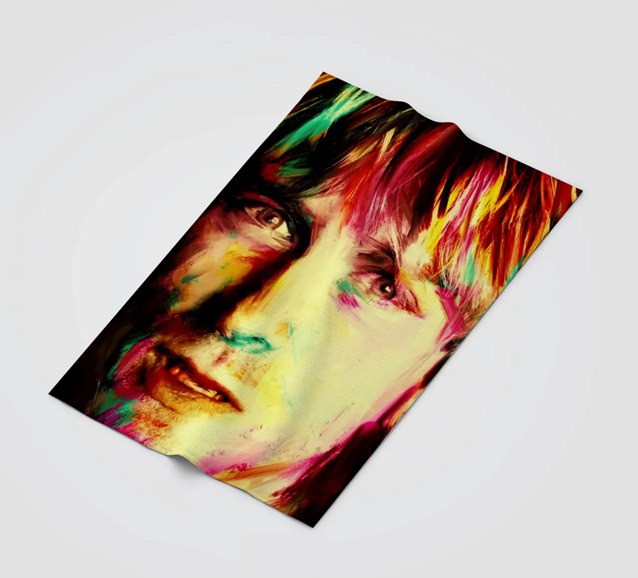 Kurt Cobain ritratto pop art colorato coperta in pile da Hantamrata