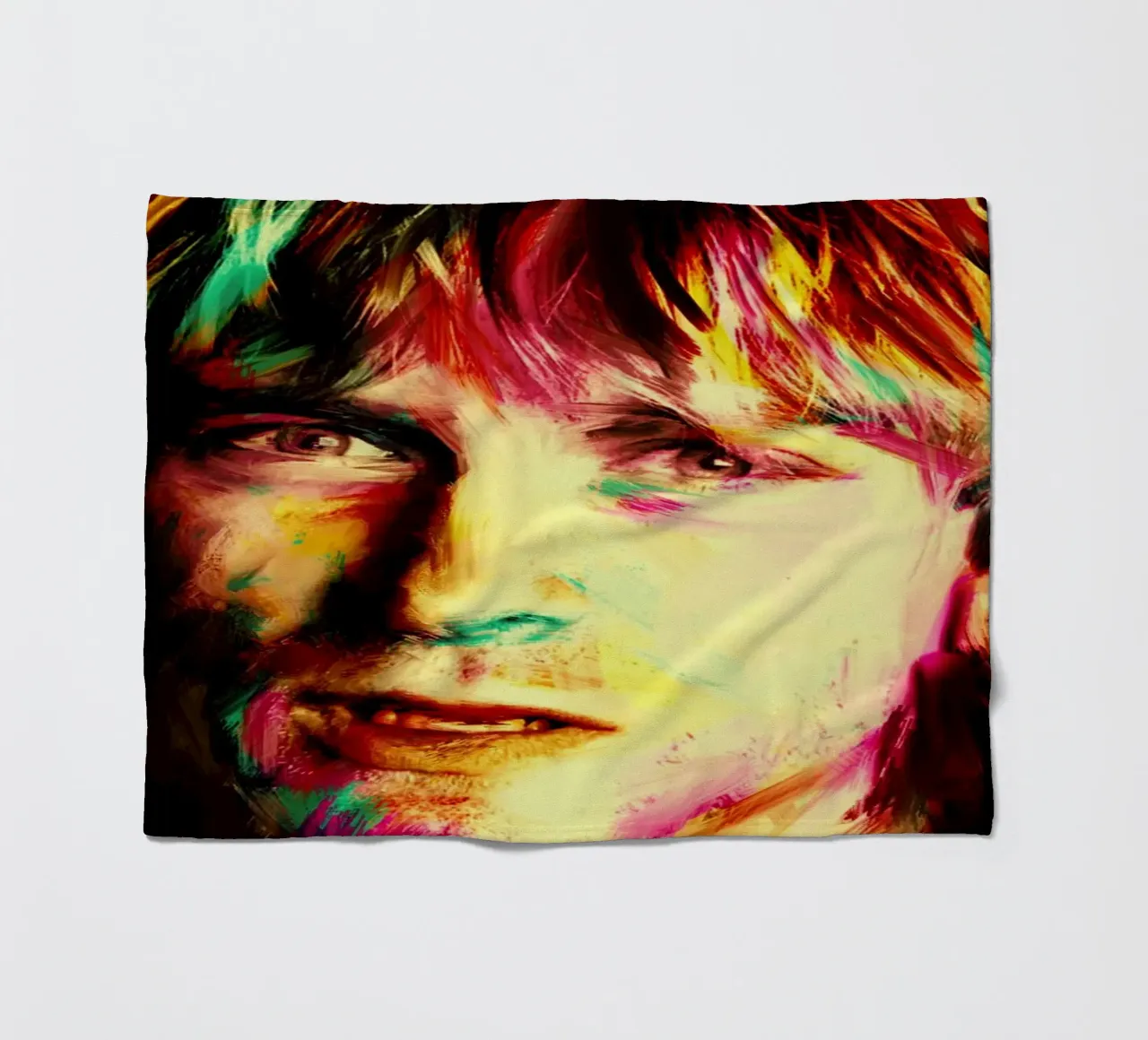 Kurt Cobain ritratto pop art colorato coperta in pile da Hantamrata