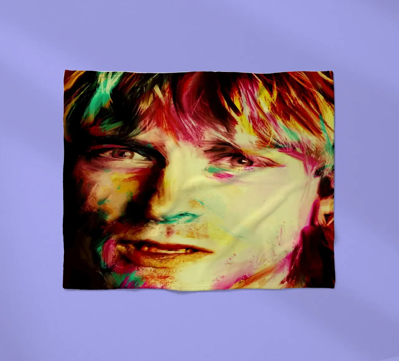 Kurt Cobain ritratto pop art colorato coperta in pile da Hantamrata