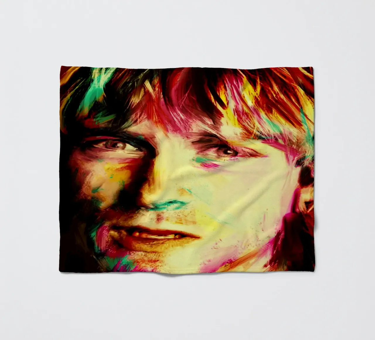 Kurt Cobain ritratto pop art colorato coperta in pile da Hantamrata