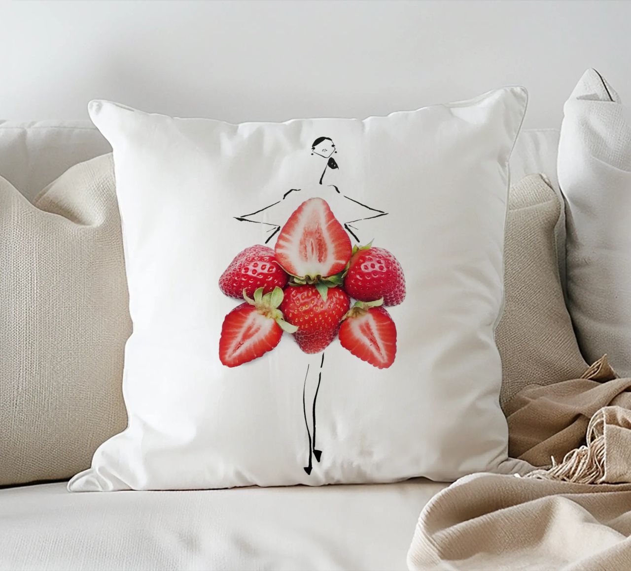 Strawberry Fields cuscino da Gretchen Roehrs