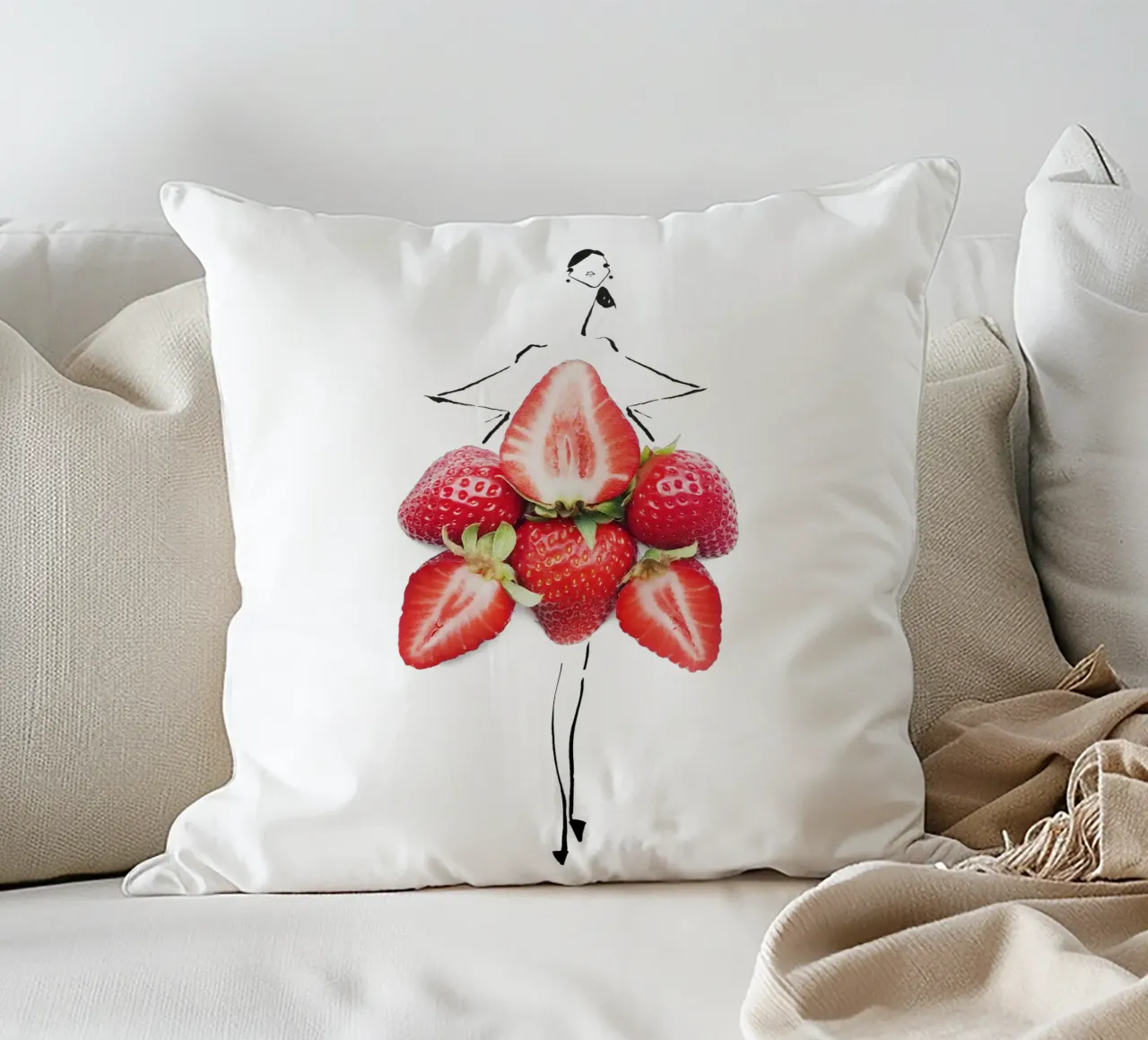 Strawberry Fields decorative cushion by Gretchen Roehrs