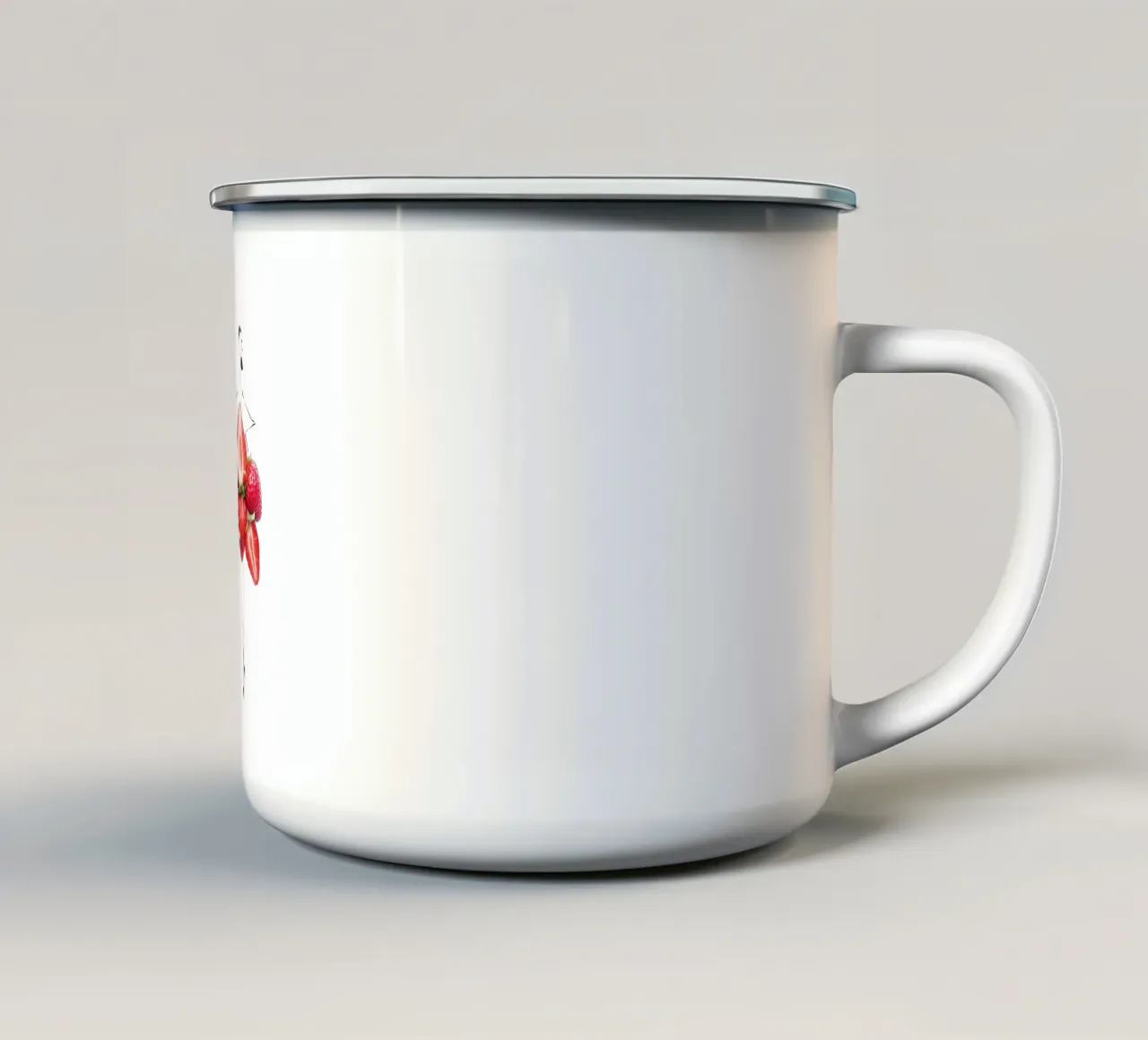 Strawberry Fields enamel mug by Gretchen Roehrs