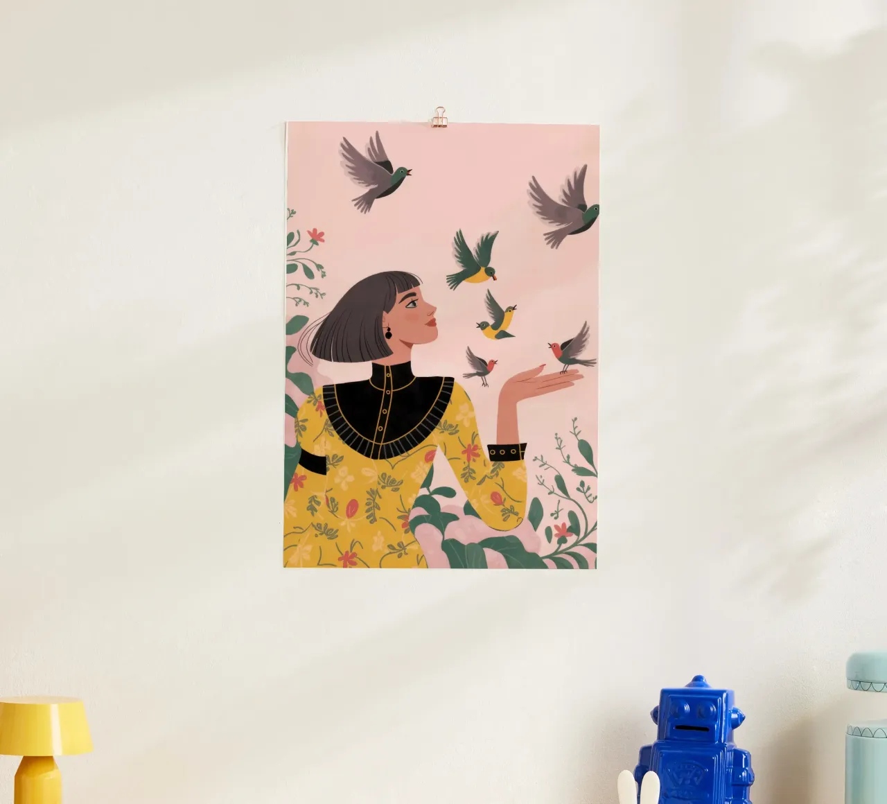 Portamento da leopardo d'oro poster con telaio in legno da Nebula Verse