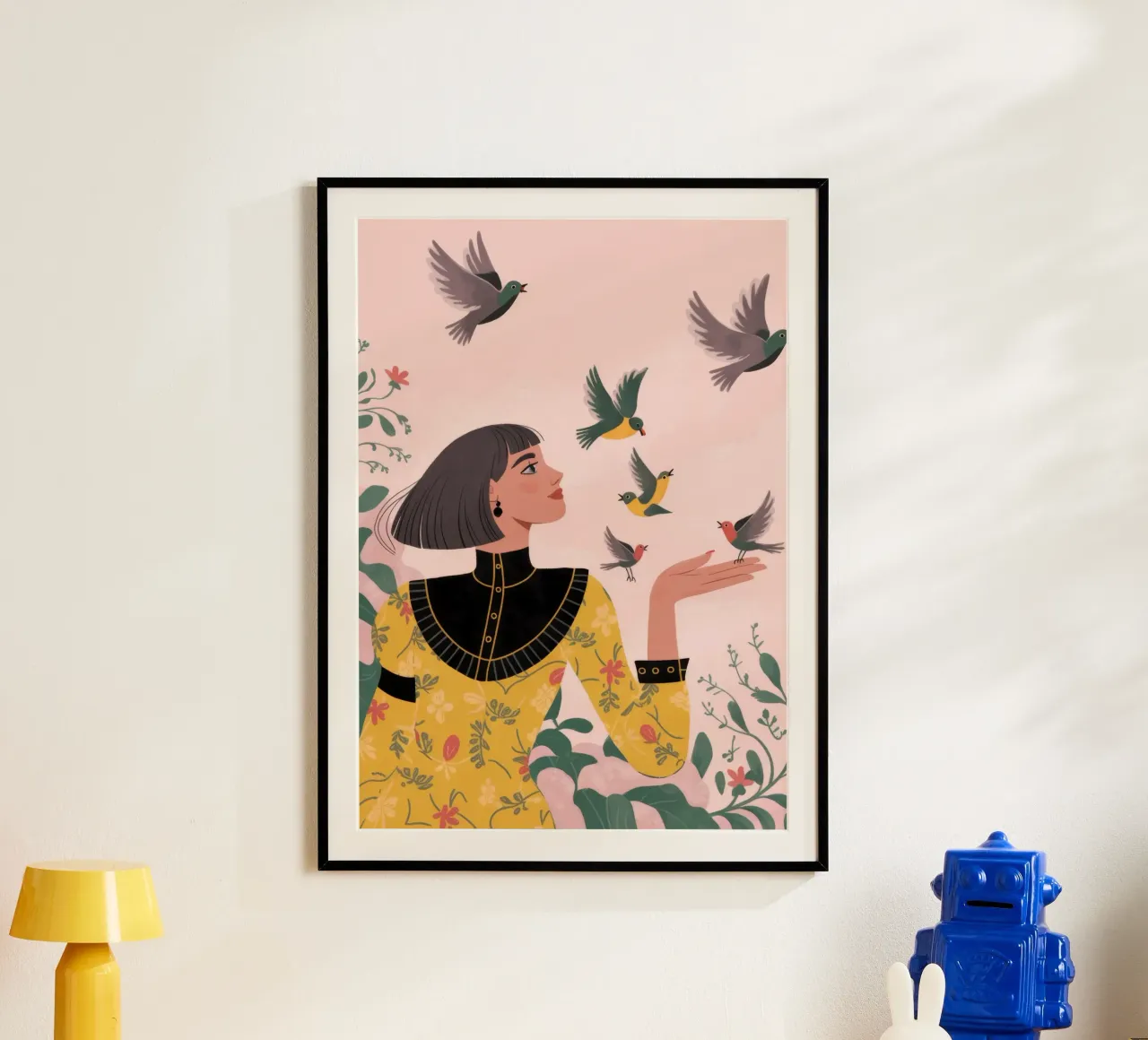 Portamento da leopardo d'oro poster con telaio in legno da Nebula Verse