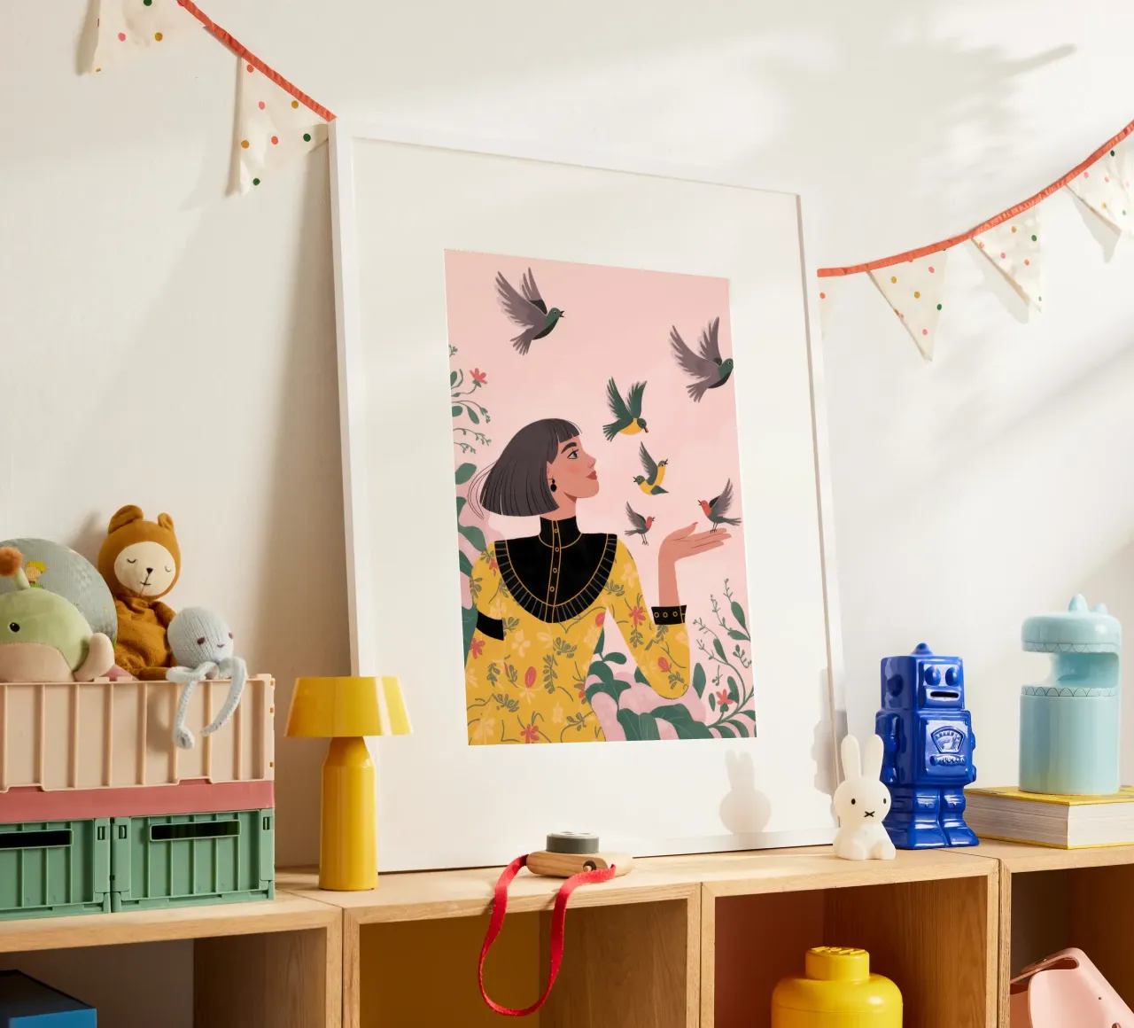 Portamento da leopardo d'oro poster con telaio in legno da Nebula Verse