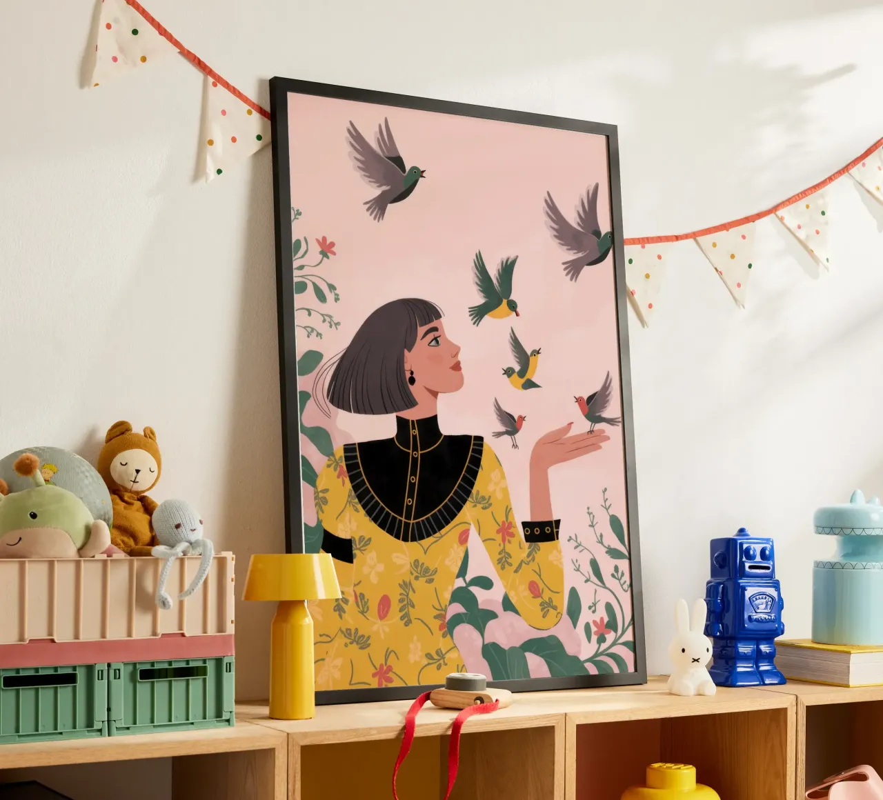 Portamento da leopardo d'oro poster con telaio in legno da Nebula Verse