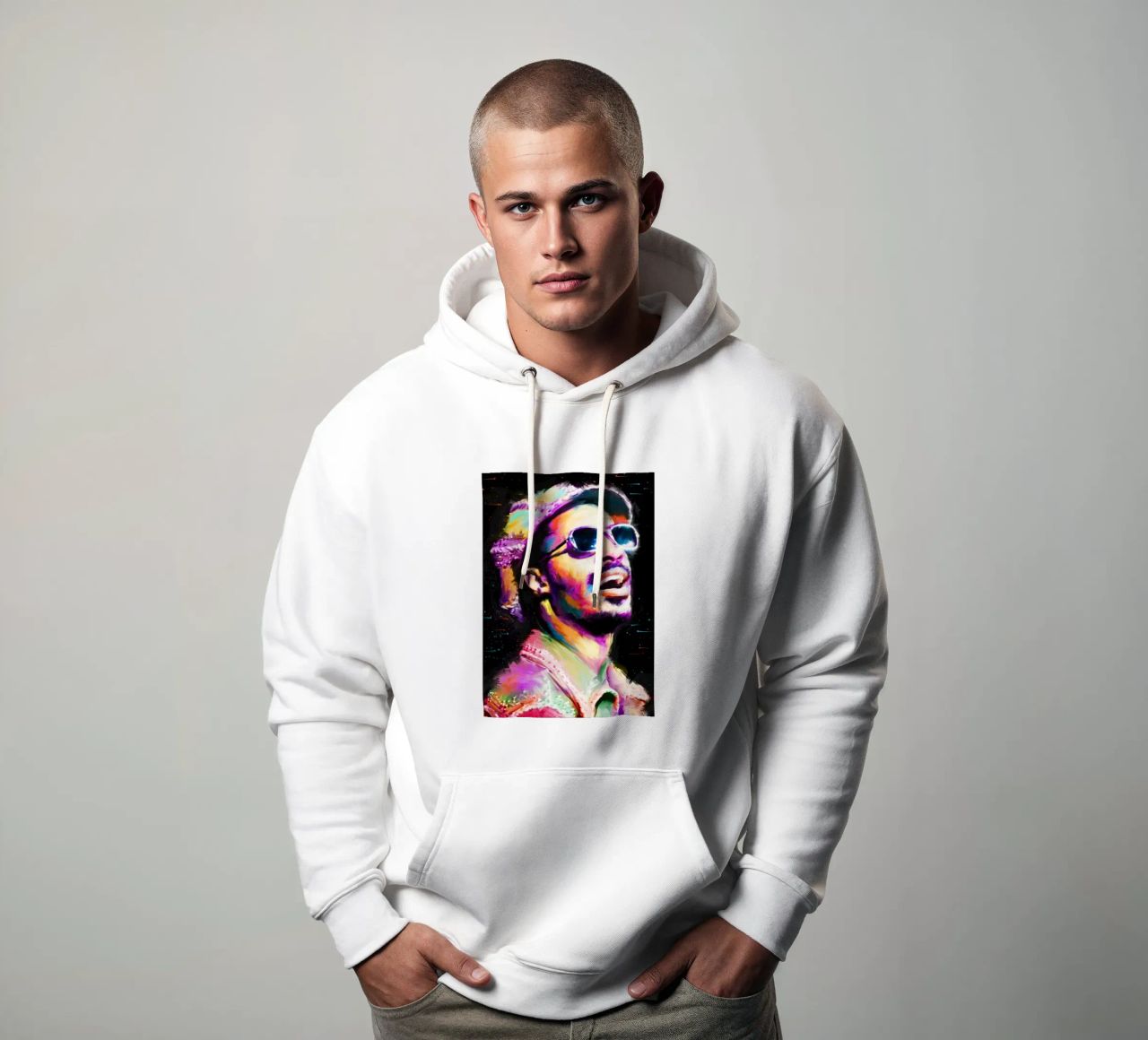 Stevie Wonder colorful pop art portrait felpa con cappuccio da Hantamrata