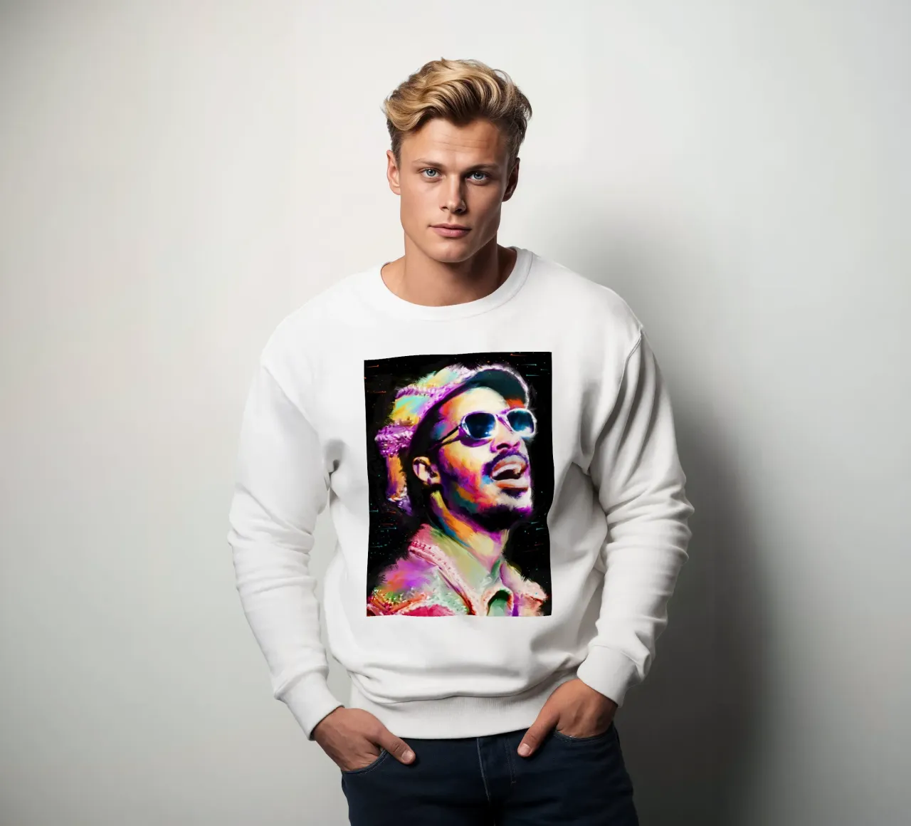 Stevie Wonder colorful pop art portrait felpa da Hantamrata
