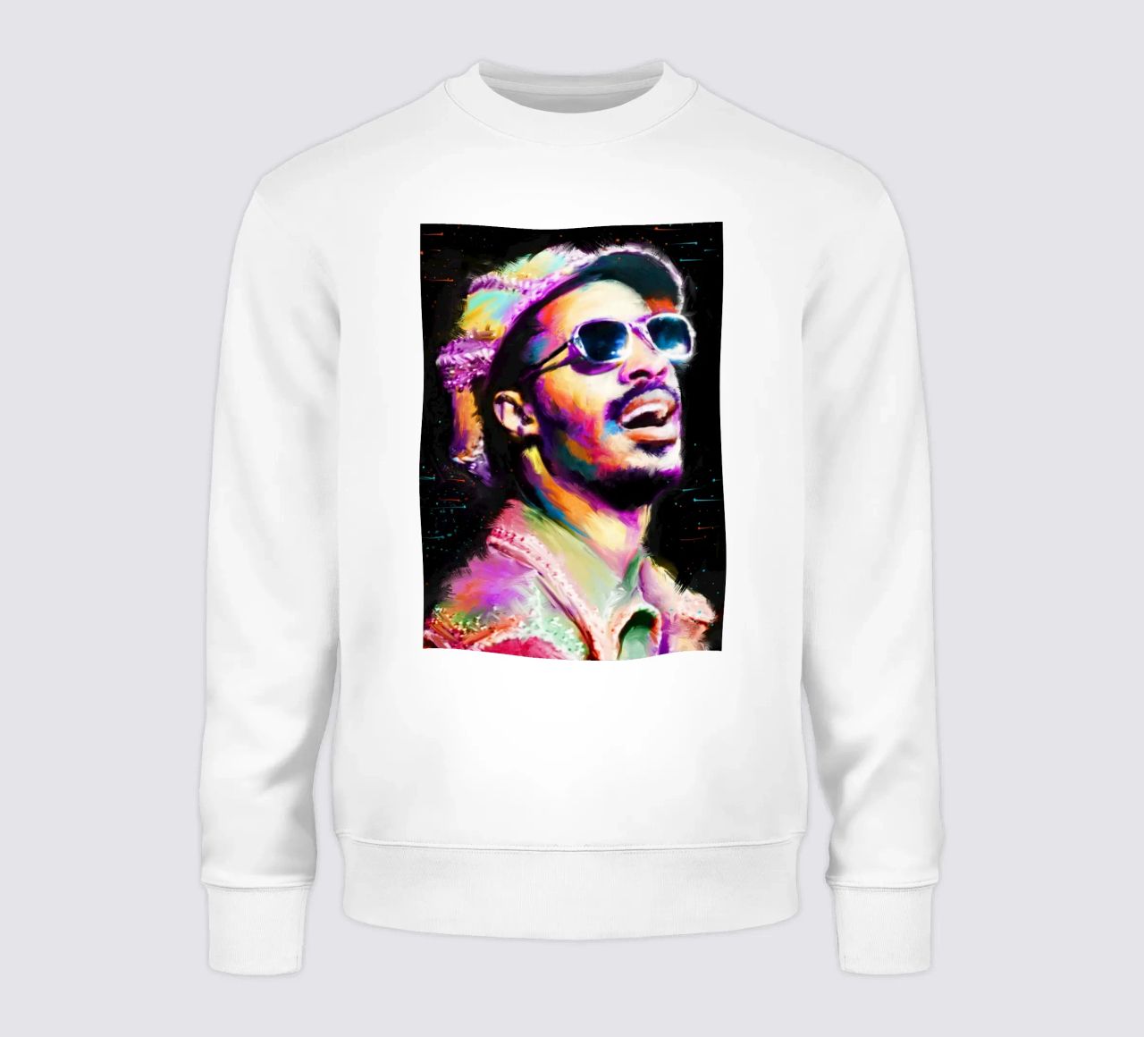 Stevie Wonder colorful pop art portrait sweatshirt by Hantamrata