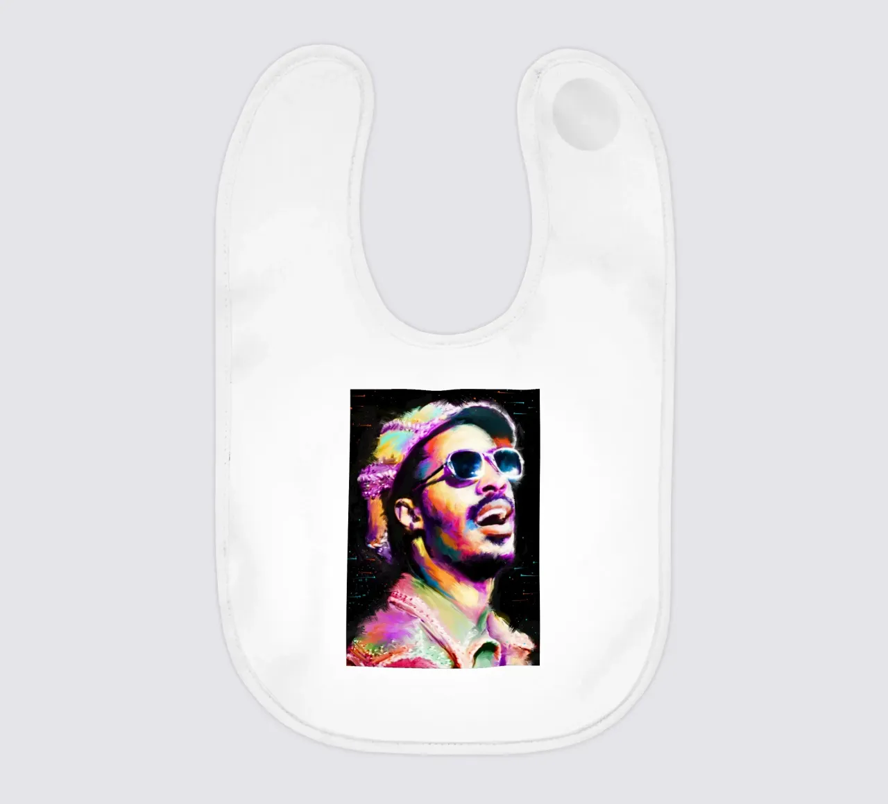 Stevie Wonder colorful pop art portrait bavaglino da Hantamrata