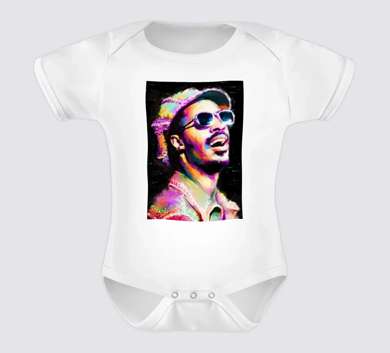 Stevie Wonder colorful pop art portrait body neonato maniche corte da Hantamrata