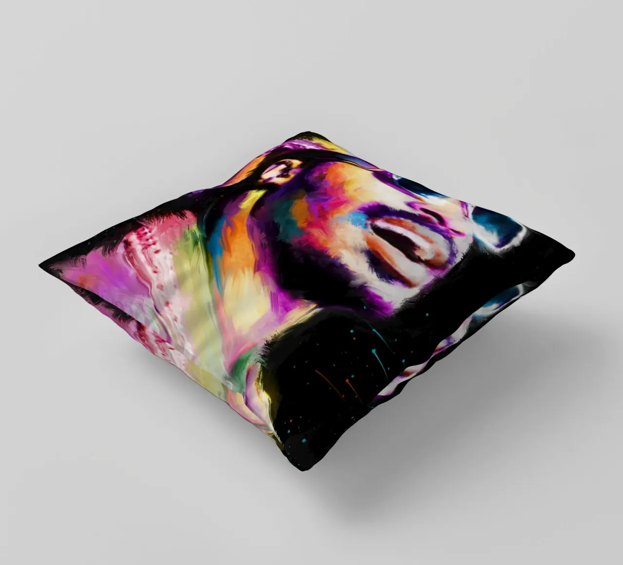 Stevie Wonder colorful pop art portrait cuscino da Hantamrata
