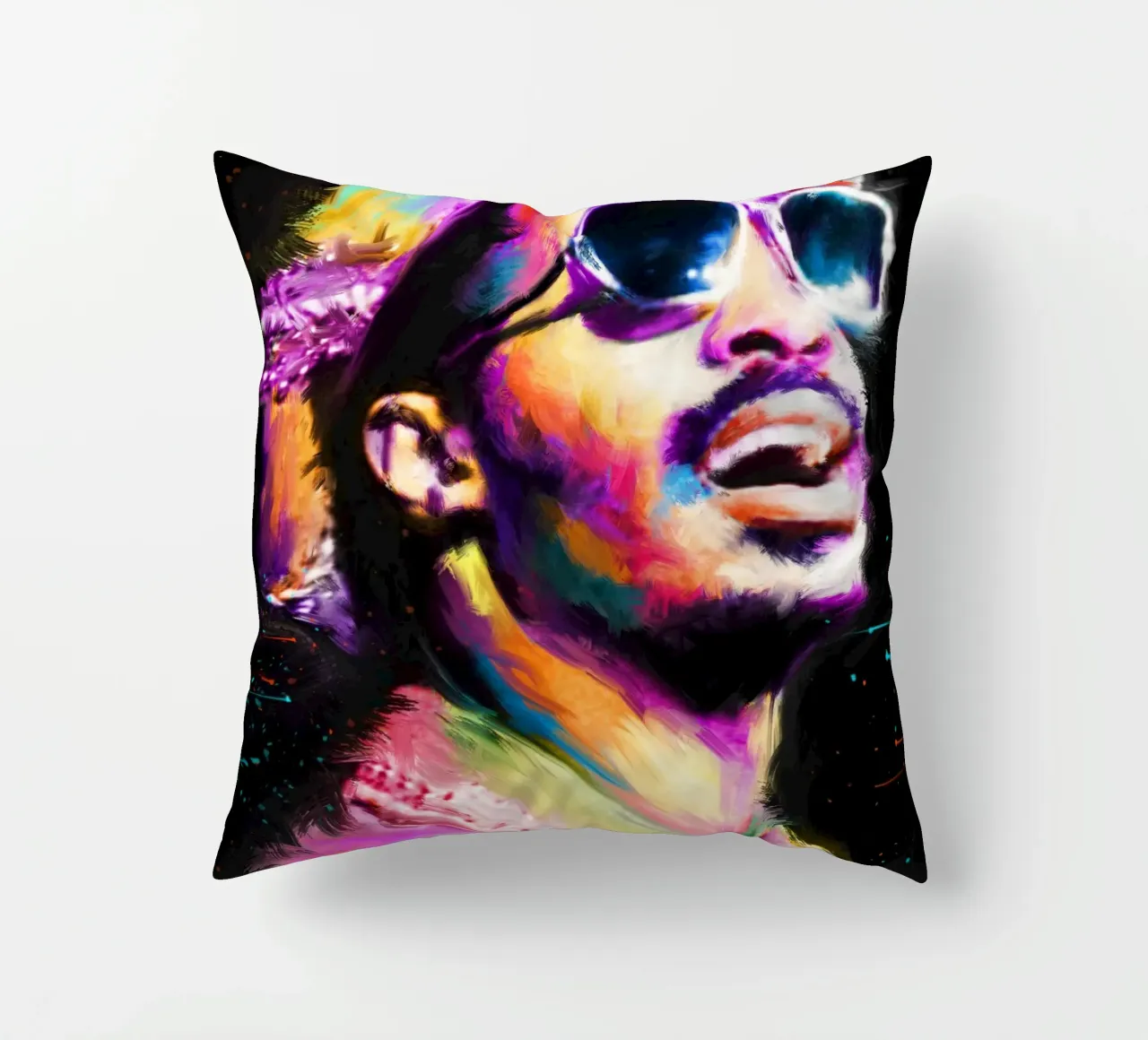 Stevie Wonder colorful pop art portrait cuscino da Hantamrata