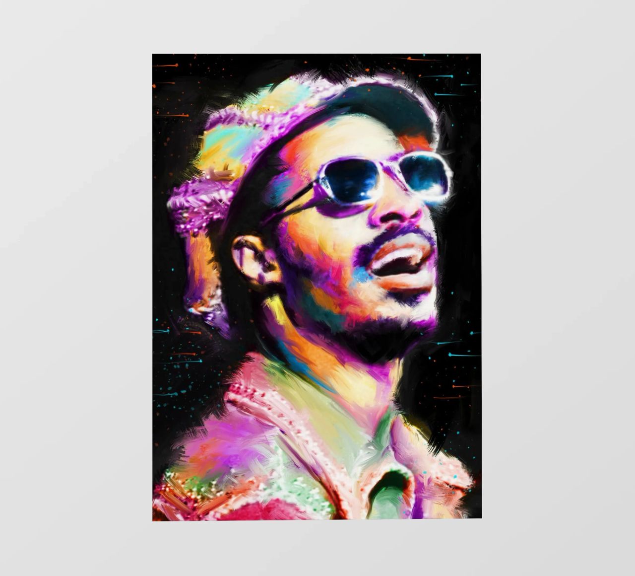 Stevie Wonder colorful pop art portrait pellicola backlit da Hantamrata
