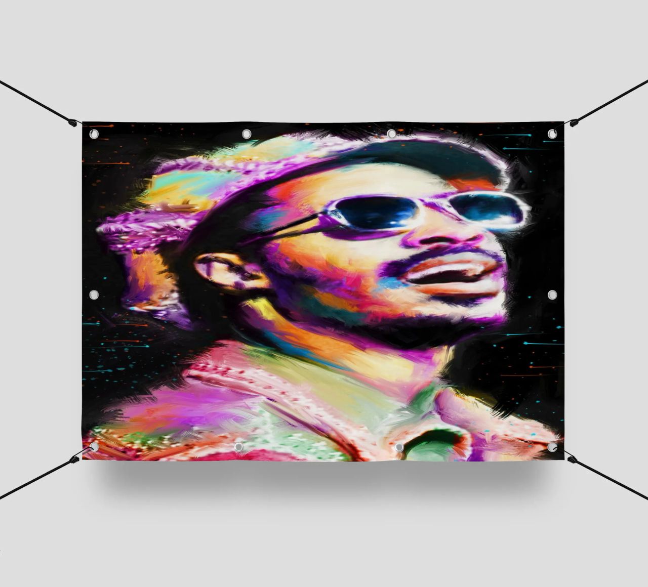 Stevie Wonder colorful pop art portrait telo in pvc da Hantamrata
