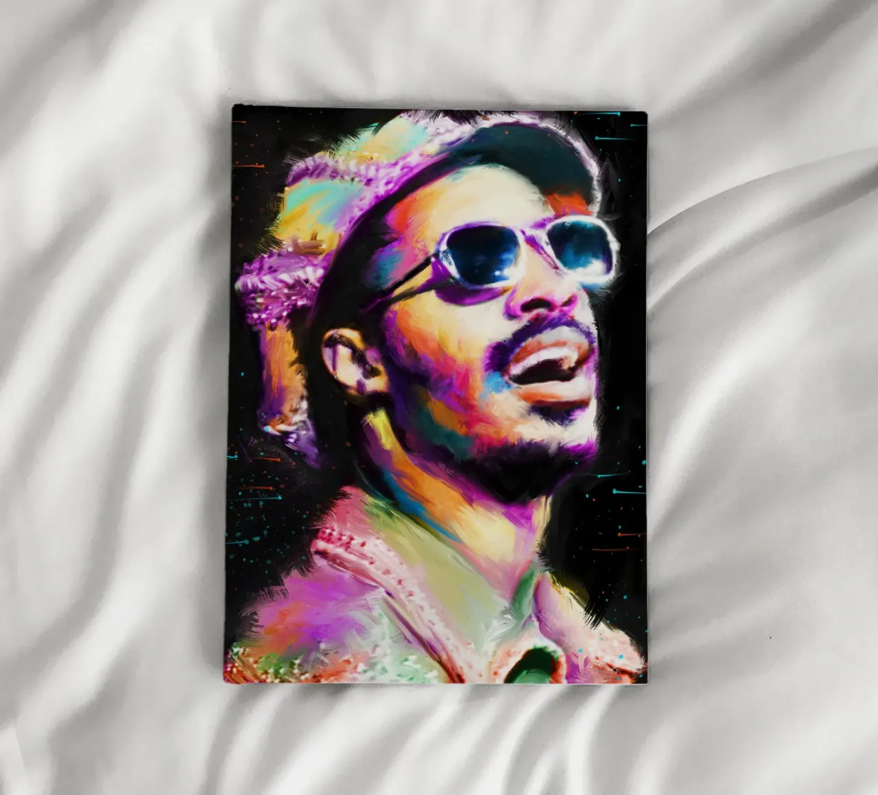 Stevie Wonder colorful pop art portrait carnet de notes de Hantamrata