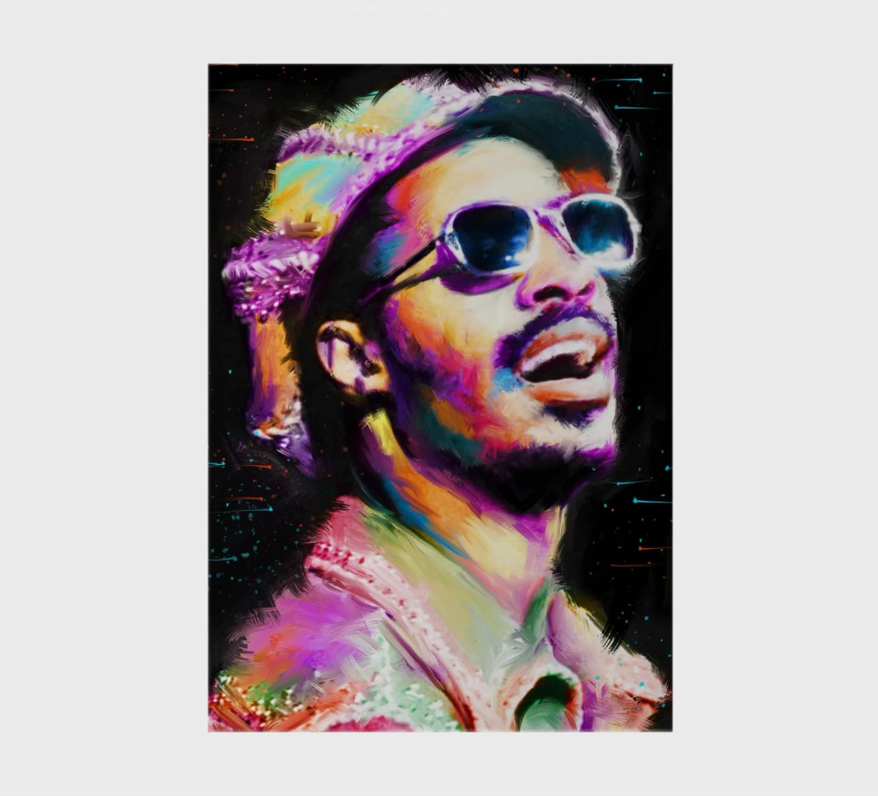 Stevie Wonder colorful pop art portrait notebook by Hantamrata
