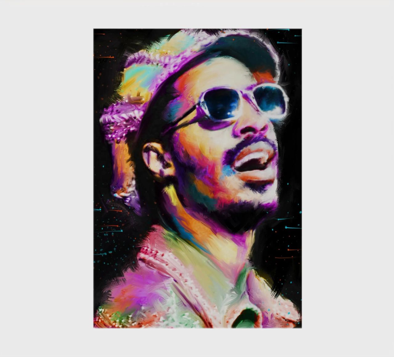 Stevie Wonder colorful pop art portrait notebook by Hantamrata