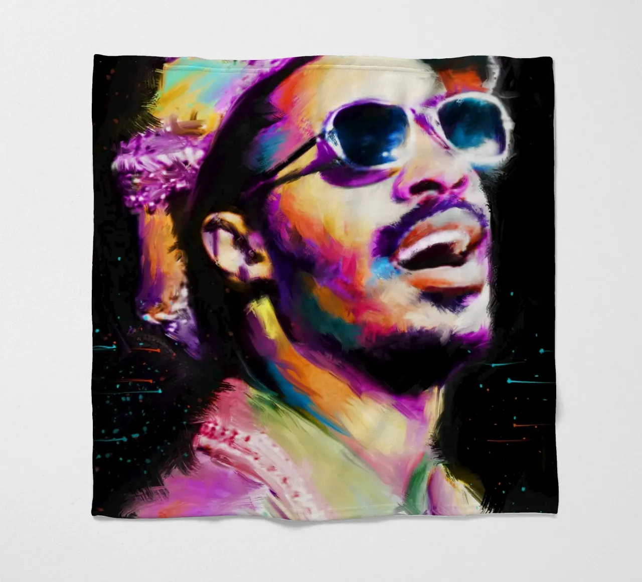 Stevie Wonder colorful pop art portrait coperta in pile da Hantamrata