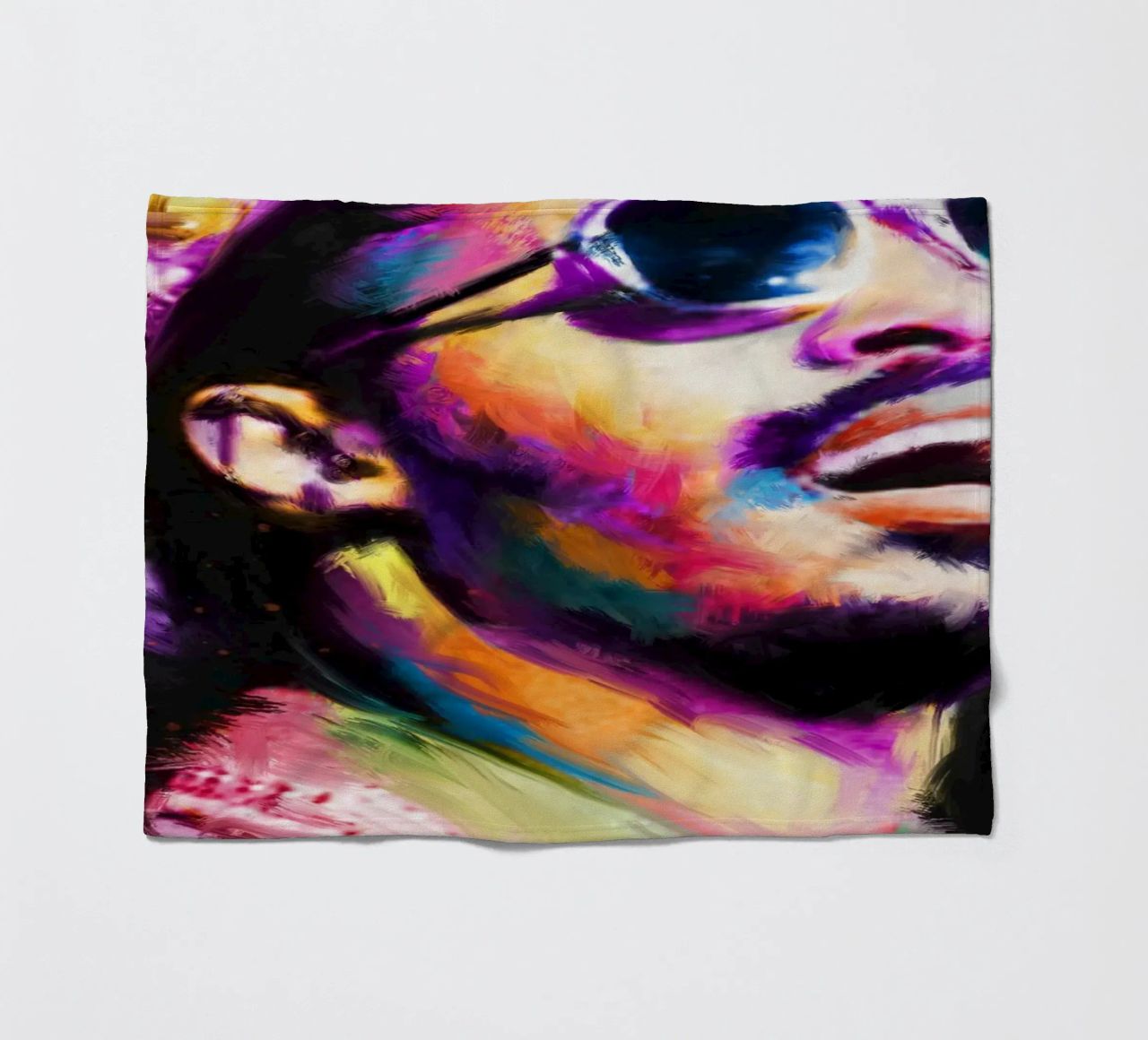 Stevie Wonder colorful pop art portrait fleece blanket by Hantamrata
