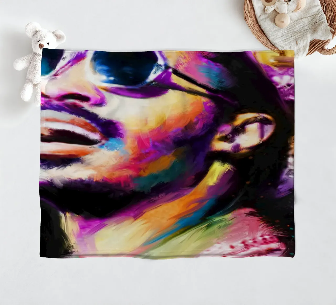 Stevie Wonder colorful pop art portrait coperta in pile da Hantamrata