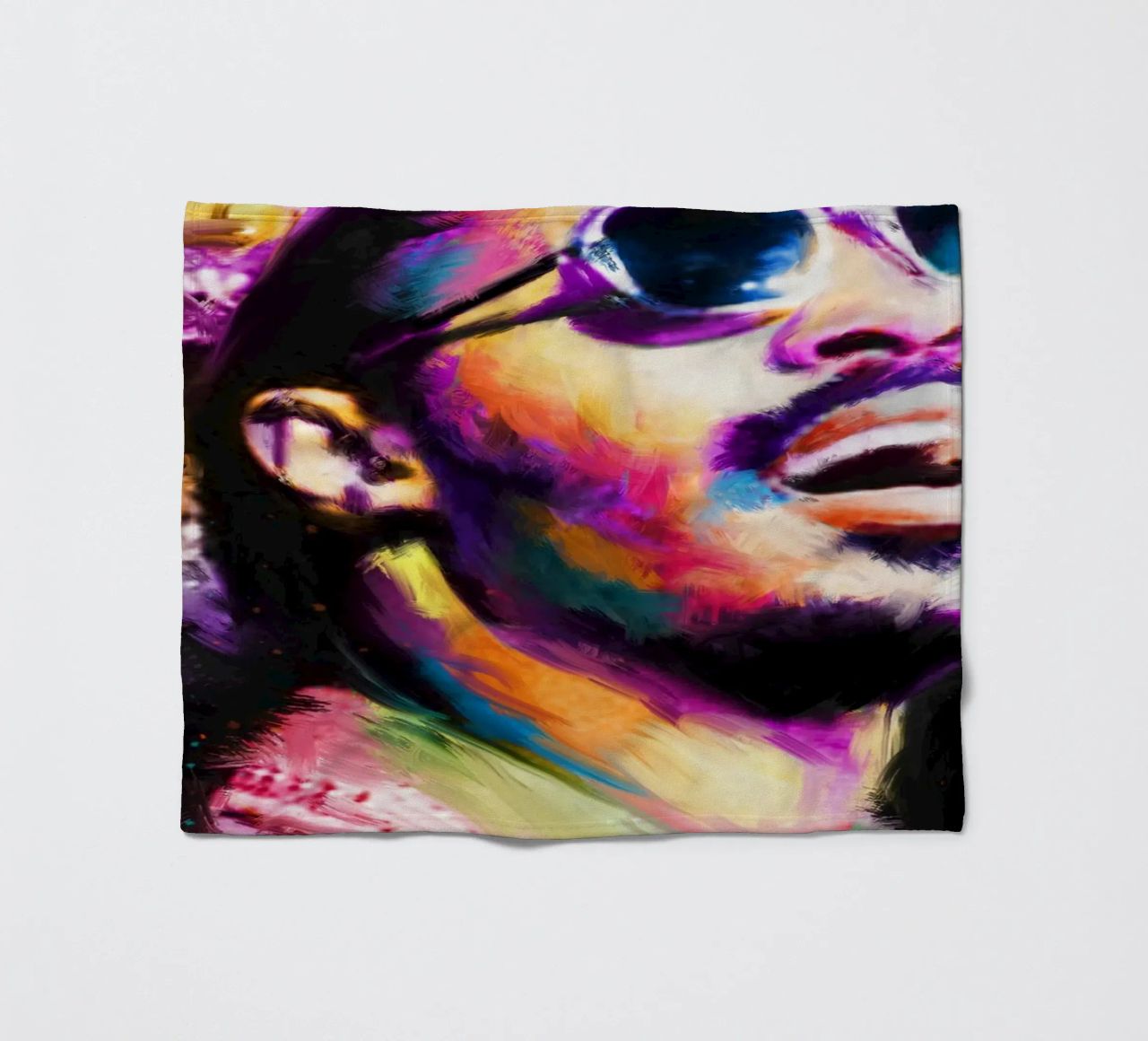 Stevie Wonder colorful pop art portrait fleece blanket by Hantamrata
