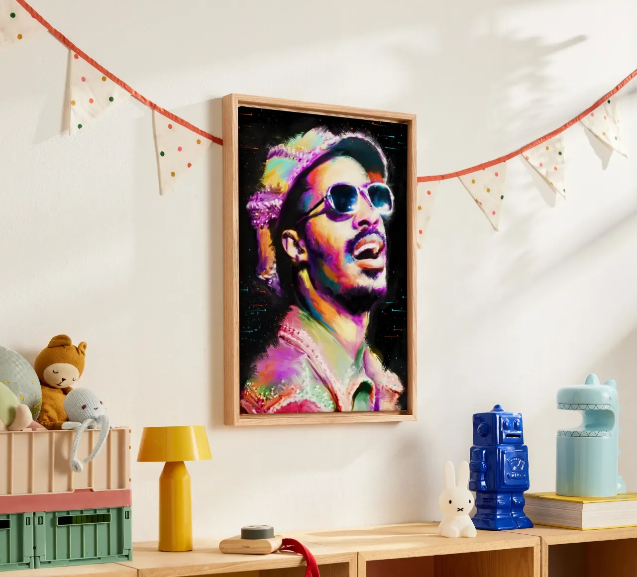 Stevie Wonder colorful pop art portrait tela da Hantamrata